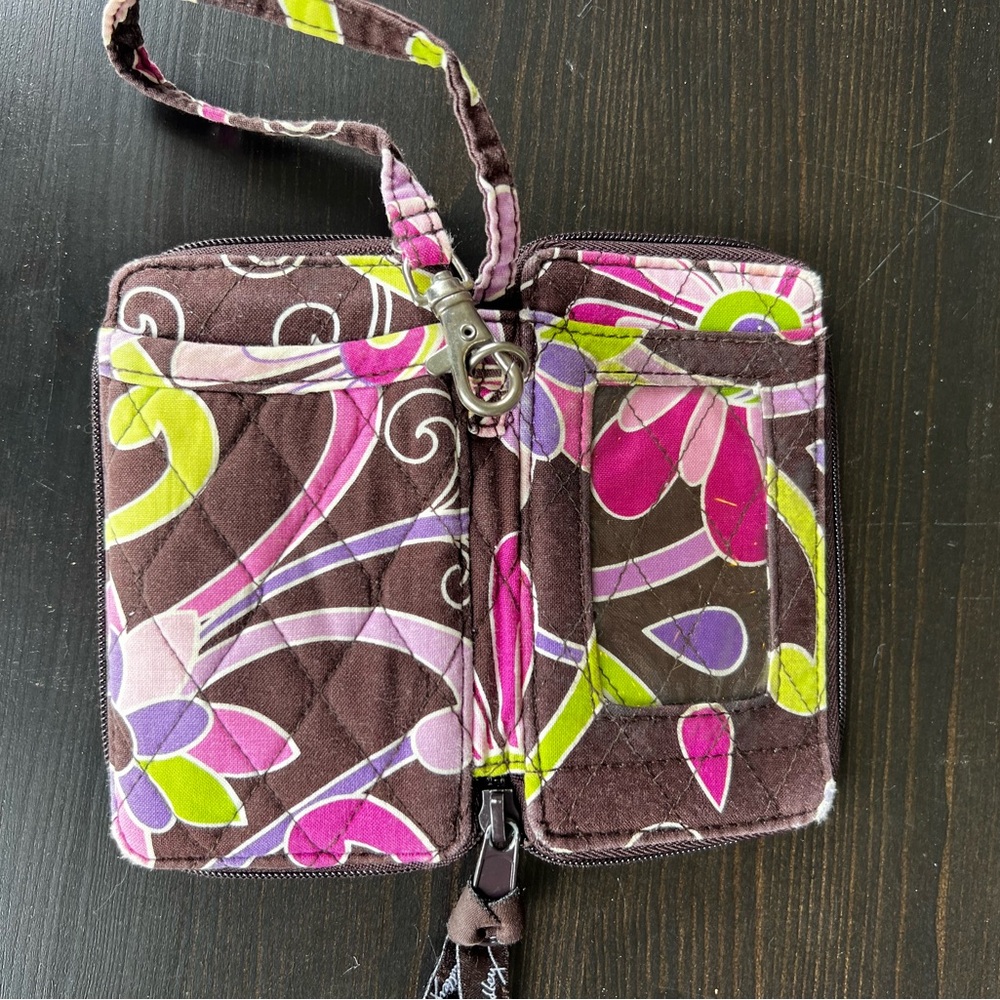 Vera Bradley Quilted Floral Zip Wristlet Wallet - Pink/Brown